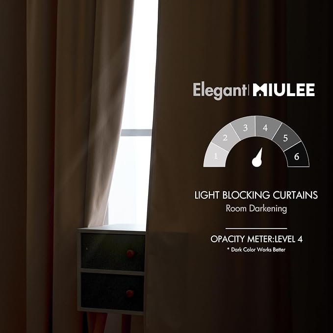 MIULEE Velvet Curtains 52x90 inches 2 Panels Camel Beige Blackout Curtains | - Image 5