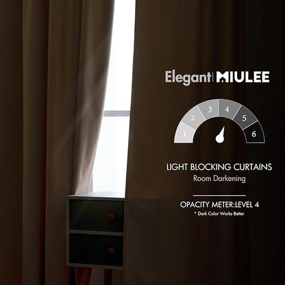 MIULEE Velvet Curtains 52x108 inches 2 Panels Camel Beige Blackout Curtains | - Image 5