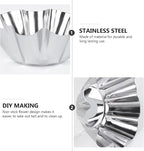 Mikinona 6pcs Stainless Steel Flower Tart Pans Non-stick Tart Muffin Cups for Baking Desserts for Cupcakes Egg Tarts and Diy Parties