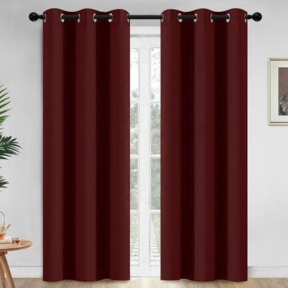 Yakamok Room Darkening Curtains 42x84 inch Length Burgundy Red-Living Room | 2 by Yakamok