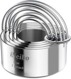 iNeibo Biscuit Cutter Set, Cookie Cutter, Round Shape Circle Scone Cutters, Pastry Dough Baking Cutter, Shapes Pastry Cutter for Dumpling Skin Cutters, Dough, Pastry, Donut, Fondant, DIY, Cake Décor
