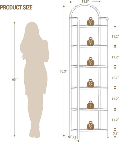 Hzuaneri Bookcase Bookshelf, Tempered Glass Bookshelves, Slim Shelving Unit - Image 2
