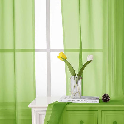 Lime Sheer Curtains 78 Inches Long 2 Panels, Rod Pockets Light Filtering Living - Image 6