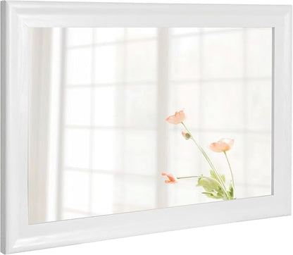White Wood Mirror for Bathroom, Rectangle Rustic 24 x 36 inch Vanity Mirror for - Image 3