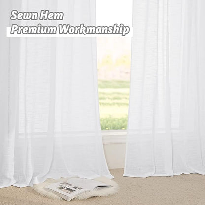 RYB HOME White Sheer Curtains 102 inches, Extra Long Ceiling Curtains | Half - Image 5