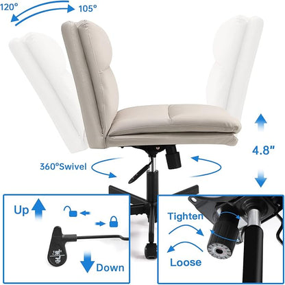 EMIAH Criss Cross Chair with Wheels Home Office Desk Chairs PU-Padded Vanity - Image 9