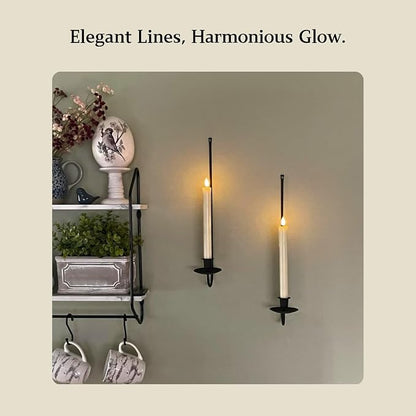 Batoslee Black Wall Candle Holder Set of 4, Stylish Metal Wall Mount Candle - Image 4