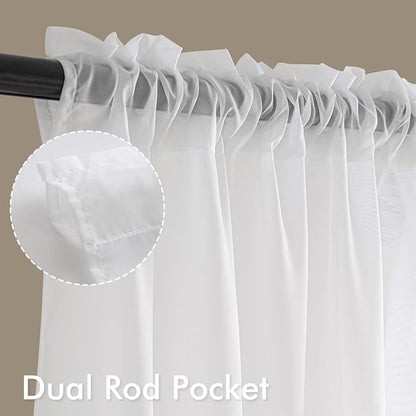 MIULEE 4 Panels White Extra Wide Sheer Curtains 59 x 63 Inches | Light Filtering - Image 3