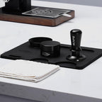 IKAPE 53.3MM Espresso Tamper Kit Black 6 IN 1, Espresso Tool Kit with Coffee Tamper, Distributor, Magnetic Dosing Funnel, Silicone Mat, Puck Screen, Cleaning Towel