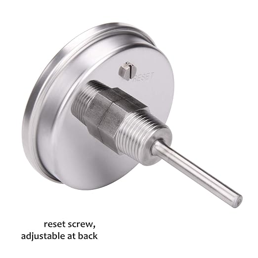 Measureman Fully Stainless Steel Bimetal Dial Thermometer, 3" Dial, 2-1/2" Stem, 50-550 deg F/10-260 deg C, -1% Accuracy, Adjustable, 1/2" NPT Back Mount