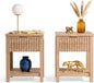 Fluted Night Stand with Golden Handle, Bedside Table with Storage Shelf by TROJMHome