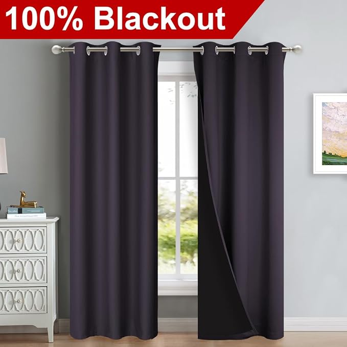 NICETOWN Blackout Curtains 80 inches Long, 2 Pieces, Full Light Blocking Drapes - Image 2