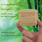 Bamboo Pan Scraper Tool (Pack of 6), Size 2.8" x 2.4" Eco-Friendly Pot Scraper,Clean Pans, Dishes, Bowls, and Plates, Removes Food Effectively Without Scratching