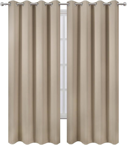 Blackout Curtains 66 x 95 inch/Khaki Curtains Set of 2 Panels/Thermal Insulated - Image 2