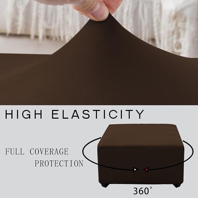 Super Stretch 40x40x15 inch Square Ottoman Cover- Soft Form Fit Ottoman Cover - Image 5