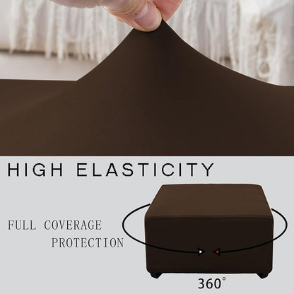 Super Stretch 40x40x15 inch Square Ottoman Cover- Soft Form Fit Ottoman Cover - Image 5