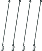 Coffee Stir Sticks,BURLIHOME Specialty Spoons Stainless Steel Spherical Mixing Spoon Solid/Hollow Swizzle Sticks For Drink/Cocktail/coffee,Home Bar Party Supply,Black-4 Pieces.