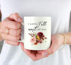 Andaz Press Fall Burgundy Marsala 11oz. Ceramic Coffee Tea Mug, I Love Fall Most Of All, 1-Pack, Floral Blooms Graphic, Friend, Family, Coworker, Autumn Season, Thanksgiving Ideas