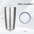 StarSpeed 20oz Tumbler Bulk with Lid, Stainless Steel Insulated Tumblers Double Wall Vacuum Insulated Travel Mug, Powder Coated Coffee Cups for Hot and Cold Drinks(Silver,8)