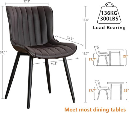 YOUNUOKE Dining Chairs Set of 2 Upholstered Mid Century Modern Kitchen Chair - Image 2