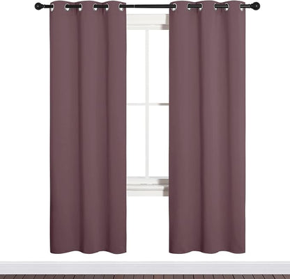NICETOWN Bedroom Curtain Panels Blackout Draperies, Dry Rose, 1 Pair, 34 by - Image 2