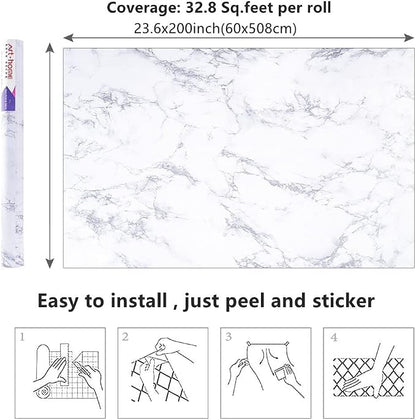 Arthome 60 x 508 cm Peel and Stick Marble Contact Paper, Self-Adhesive - Image 7