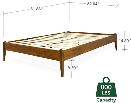 Bme Dinkee Wooden Queen Bed Frame, 15 Inch Height, Elegant Minimalist Modern - Image 2
