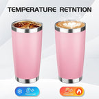 StarSpeed 20oz Tumbler Bulk with Lid, Stainless Steel Insulated Tumblers Double Wall Vacuum Insulated Travel Mug, Powder Coated Coffee Cups for Hot and Cold Drinks(Lght Pink,1)