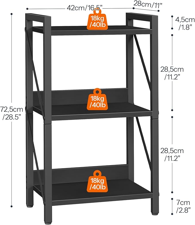 HOOBRO Bookshelf, 3-Tier Industrial Bookcase, Book Shelf Storage Organizer - Image 3