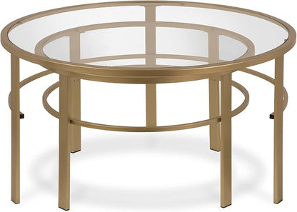 Henn&Hart Round Nested Coffee Table in Brass, Coffee Table coffee tables - Image 8
