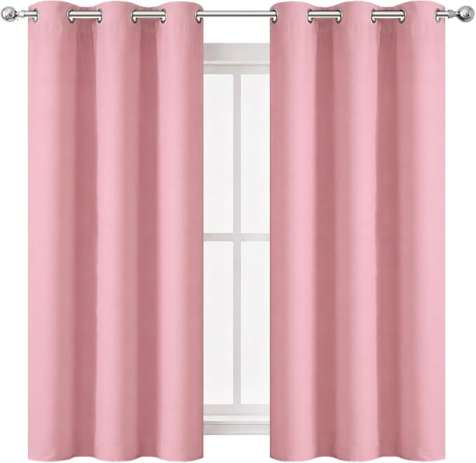 Pink Blackout Curtains 34 x 63 Inch Length/Set of 2 Curtain Panels/Thermal - Image 2