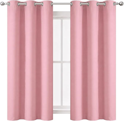Pink Blackout Curtains 34 x 63 Inch Length/Set of 2 Curtain Panels/Thermal - Image 2