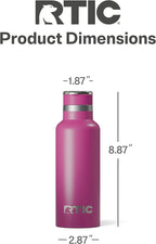 RTIC 16oz Journey Bottle Metal Stainless Steel Vacuum Insulated, BPA Free, Reusable, for Water, Hot and Cold Drinks, Travel, Sports, Camping, Very Berry