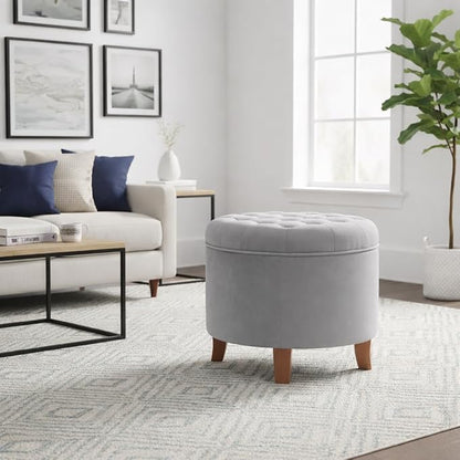 HomePop by Kinfine Fabric Upholstered Round Storage Ottoman - Image 10