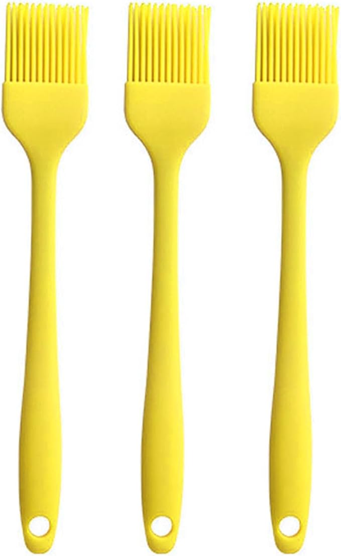 Silicone brush, Oil Brush for BBQ Kitchen Cooking Baking and Grilling (3 PCS,yellow)