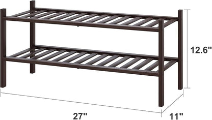 viewcare 2-Tier Shoe Rack for Entryway, Bamboo Shoe Rack for Closet, Free - Image 3