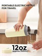 balbali Travel Kettle - 12oz Portable Electric Kettle for Boiling Water - Self Heating Cup/Thermos - Single Size Personal Tea Maker -Hot Water Boiler/Heater/Warmer - Yellow