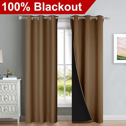 NICETOWN Blackout Curtains 80 inches Long, 2 Pieces, Full Light Blocking Drapes - Image 2