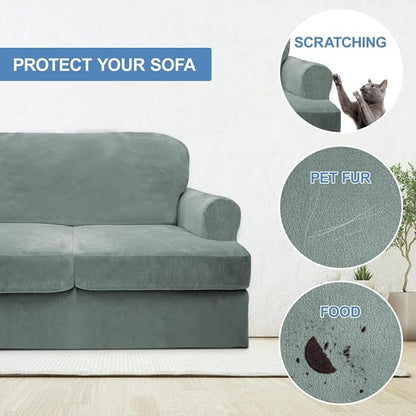 CUCRAF Cushion Sofa Cover 3 Piece Slipcovers, Soft Thick Velvet Couch Cover - Image 4