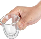 Restaurantware-Forma Professional 2.7 Ounce Double Wall Shot Glasses, 2 Insulated Espresso Cups - Dishwashable, Reusable, Clear Glass Coffee Cups, Freezable, For Hot Or Cold Beverages