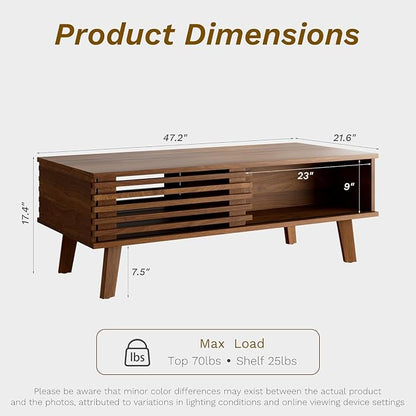 Furniway Mid Century Living Room Table Set of 4, Coffee Table, TV Stand and 2 - Image 4