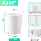 JOLLY PARTY 300 Pack 10 oz Disposable Paper Coffee Cup, Hot/Cold Beverage Drinking Cups for Water, White Paper Hot Coffee Cups