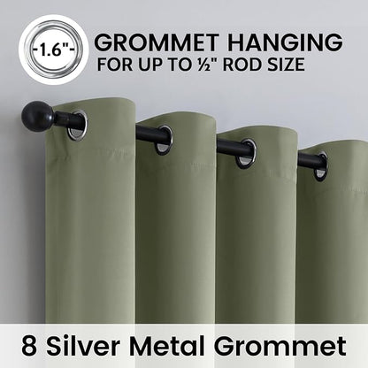 SimpleHome Light Sage 100% Blackout Curtains Room Darkening Living Room 63 | - Image 6
