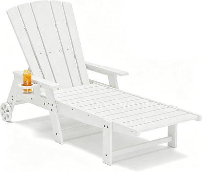 Outdoor Lounge Chair, HDPE 4-Position Adjustable Chaise Lounge Outdoor by Unknown