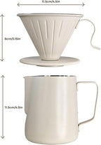 AGOGO Camping Pour Over Coffeemaker Set with Paper Filter Stainless Steel (Cream, 600ml)
