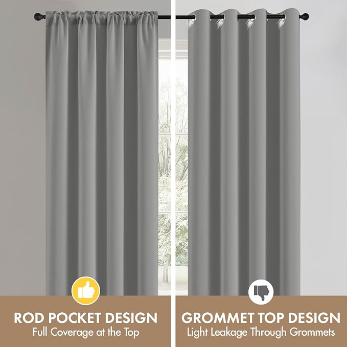 MIULEE Light Grey Blackout Curtains 4 Panels Set 72 Inch Length Bedroom | - Image 7