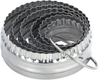 Fluted Cookie Cutters- Round Biscuit Cutters Set of 6 Pieces, Double Sided Fluted and Plain Edge Cookie Cutters, Stainless Steel