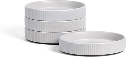 Stone Lain Haven Modern Stoneware 4 Piece Pasta Bowls Sets, Dish Set for 4, Reactive Glaze Grey