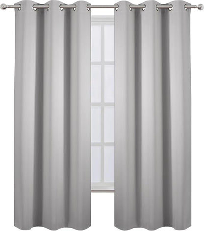 Blackout Curtains 38 x 84 inch/Light Grey Curtains Set of 2 Panels/Thermal - Image 4