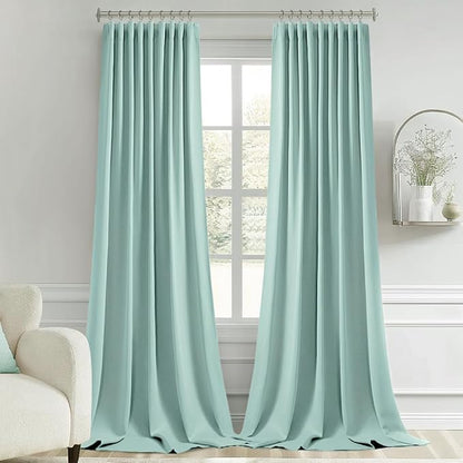 MIULEE Aqua Back Tab Blackout Curtains 52x96 Inch Long 2 Panels Set | Rod - Image 9